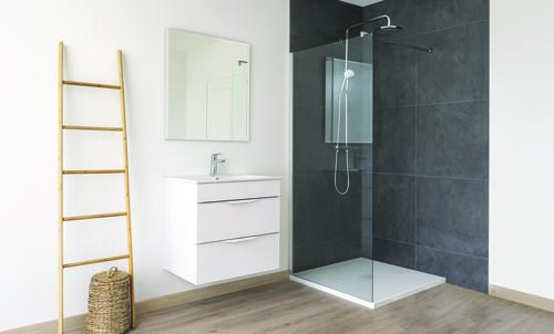 Receveur de douche extra?plat NARA 90x90 - Résine ardoise blanc - Découpable - bonde incluse